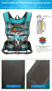 3D air-guided mesh back panel and padded straps on sports hiking backpack detail