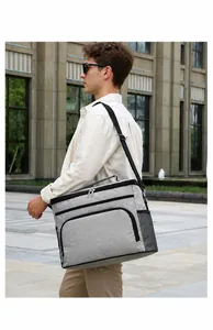 Sac isotherme gris pour pique-nique avec bandoulière réglable et tissu oxford durable