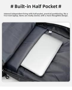 Détail du compartiment pour ordinateur 15,6 pouces d'un sac de voyage de 60L