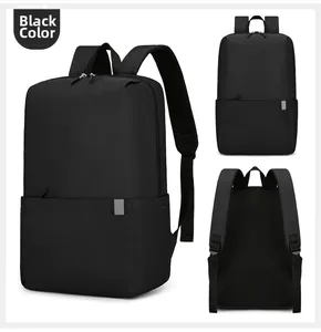 Detailansicht aus mehreren Winkeln eines schwarzen minimalistischen Rucksacks mit Stoff