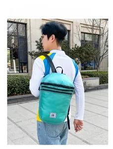 Teal lightweight folding backpack with waterproof lattice texture for outdoor travel