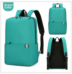 Detailansicht grüner minimalistischer Rucksack mit strapazierfähigem Stoff und Rückensystem