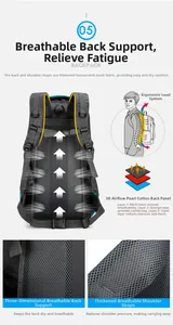 Détail du sac à dos ergonomique 60L avec mesh respirant et rembourrage alvéolé