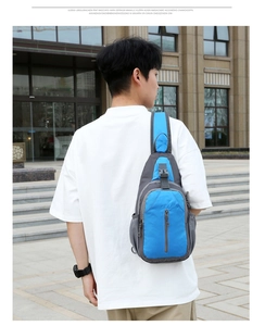 Waterproof crossbody chest bag with side mesh pocket and adjustable padded strap