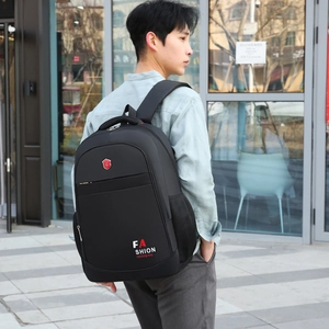 Black Oxford cloth backpack for business or travel featuring spacious compartments