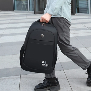 Black Oxford fabric business backpack with waterproof finish and large capacity