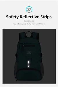 Détail de la bande réfléchissante de sécurité du sac à dos pour voyage nocturne