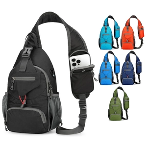 Men's outdoor nylon waist bag with multiple zippers and shoulder strap phone pocket