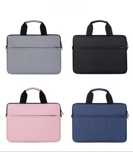 Waterproof laptop sleeve case available in grey, black, pink, and blue colors