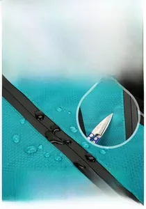 Waterproof nylon backpack fabric showing tear-resistance and water-repellent surface
