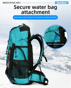 Outdoor hiking backpack with hydration port and water bladder holder feature