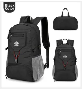 Détails du sac à dos extérieur noir imperméable avec logo VANAHEIMR et pochette incluse