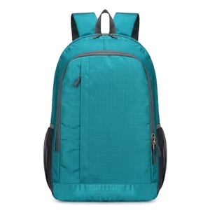 Lake blue outdoor sports backpack with mini grid tear-resistant texture and mesh pockets