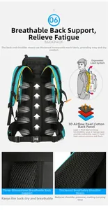 Detail of 3D breathable air-flow back panel with triple-layer foam for hiking backpack