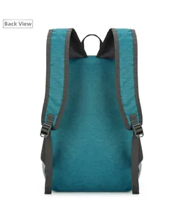 Détail de la vue arrière du sac à dos bleu avec bretelles en maille respirante