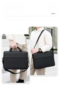 Business laptop bag showing versatile hand-held and shoulder-carry modes in outdoor use