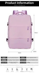 Detailed dimensions of the purple waterproof travel laptop backpack with 28x43x16cm size