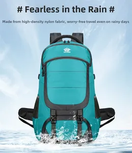 Detail showing waterproof high-density nylon fabric of the 85L hiking backpack