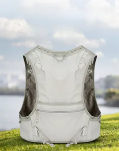 Gilet da corsa grigio chiaro traspirante con rete a nido d'ape e lacci elastici
