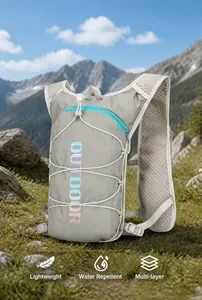 Lightweight hydration backpack with breathable mesh straps and front bungee cord system