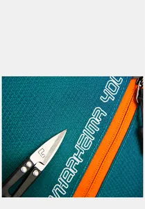 Detail of water-resistant honeycomb nylon fabric with scratch test on hiking backpack