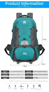 Detaillierte Größenangaben für 60L wasserdichten Outdoor-Wanderrucksack mit 0,77kg Eigengewicht