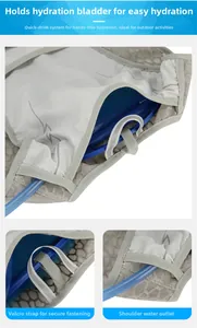 Dettaglio del gilet da corsa traspirante con velcro e uscita per tubo sacca idrica