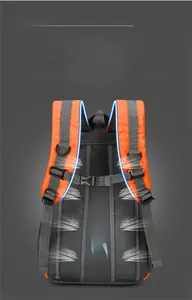 Detail of ergonomic breathable honeycomb mesh back panel and padded S-shape straps