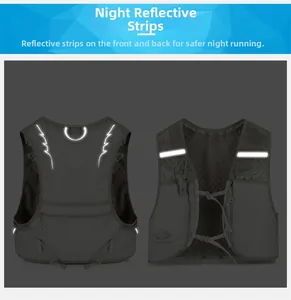 Dettaglio del gilet da corsa traspirante con strisce riflettenti e tessuto mesh