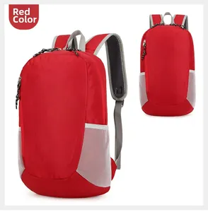 Détails du sac à dos de randonnée pliable rouge imperméable avec poches en filet gris
