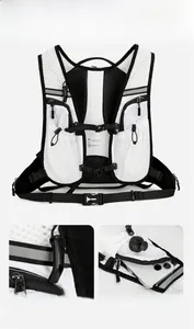 Waterproof hydration vest with mesh storage pockets and safety whistle for trail running