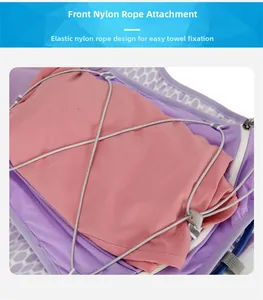 Detail des vorderen elastischen Nylonschnursystems an der Trinkweste für Handtücher