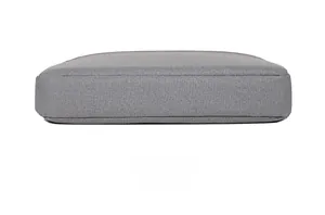 Detailed bottom view of gray fabric laptop bag showing neat stitching and material texture