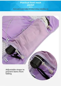 Detail der Trinkweste mit Netztasche vorne und verstellbarem Gummizug für Flaschen