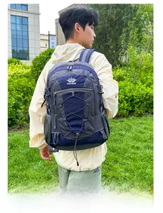Detailed view of lightweight hiking backpack with breathable straps and bungee cord system