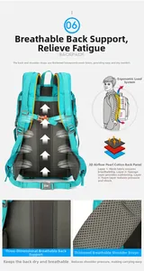 Detail view of the breathable mesh back panel and 3D airflow sponge for the hiking backpack