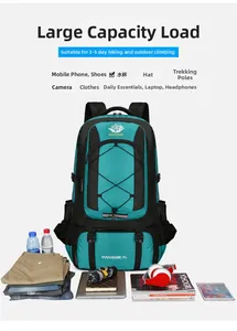 75L large hiking backpack with items showing massive storage for 3-5 days outdoor trekking