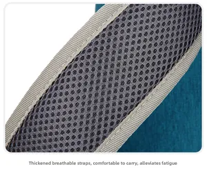 Détail macro de bretelles en mesh gris respirant avec rembourrage épais pour le confort