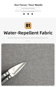 Detalle de la tela Oxford gris de alta densidad resistente al agua para porta viandas