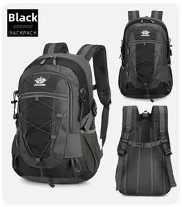 Three-view layout of professional outdoor backpack with breathable back padding and buckles