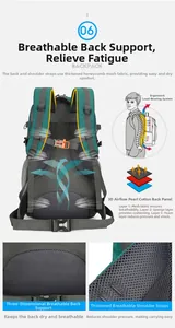 Detail view of breathable 3D mesh back panel and honeycomb straps on outdoor backpack