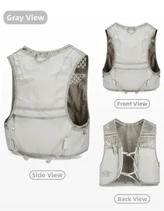 Dettagli del gilet da running grigio traspirante con pannelli in rete e tasche portaoggetti