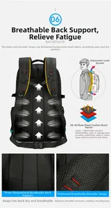 Detail of breathable 3D air mesh back system and ergonomic straps on outdoor travel backpack