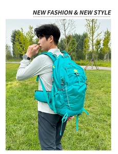 Outdoor hiking backpack with ergonomic shoulder straps and waist support system