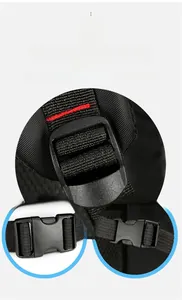 Detail of durable backpack buckle system with reinforced stitching and nylon webbing