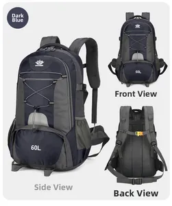 Detailansicht des wasserdichten 60L Wanderrucksacks mit ergonomischem Rückenpolstersystem