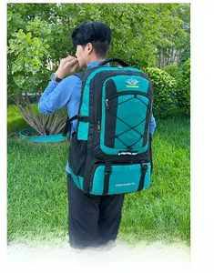 Outdoor 75L hiking backpack with large capacity and multi-pocket nylon design