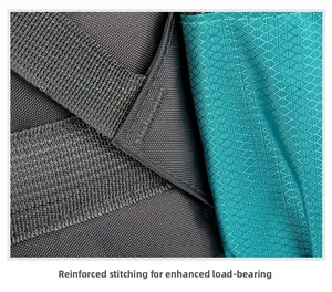 Close-up of reinforced stitching on hiking backpack straps for enhanced durability