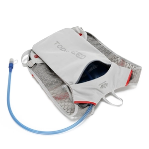 Gilet de course gris léger avec poche à eau et tube bleu pour le cyclisme en plein air