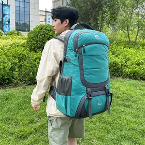 85L turquoise outdoor hiking backpack with ergonomic support and spacious compartments